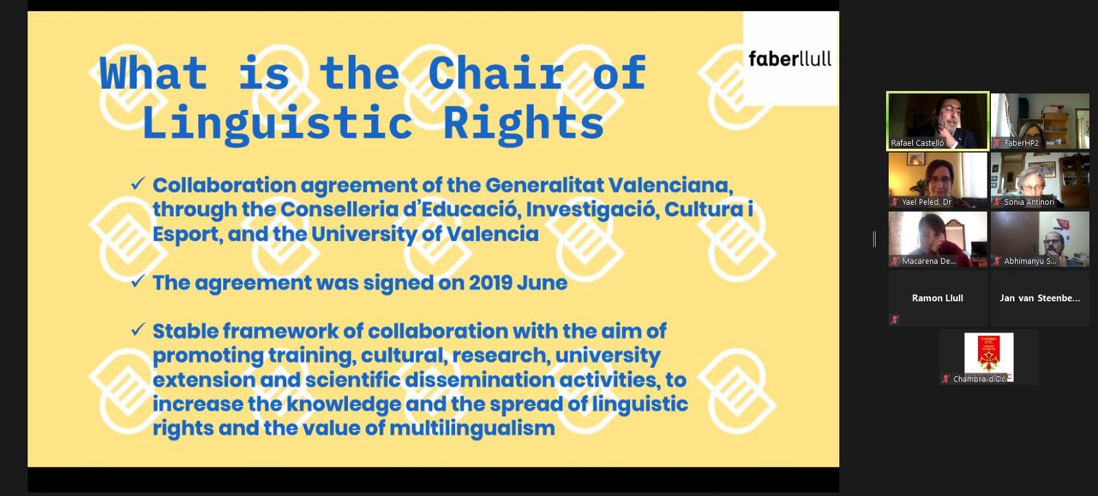 Presentation of The Chair of Linguistic Rights (CDL) of the University of València 